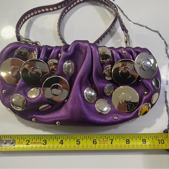Diane von Furstenberg purple clutch w/attachable straps and dust bag. - Picture 5 of 11